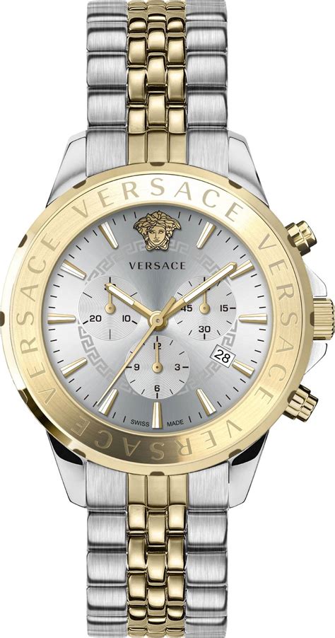 Versace VEV600519 Signature Chronograph Silver Gold Steel 